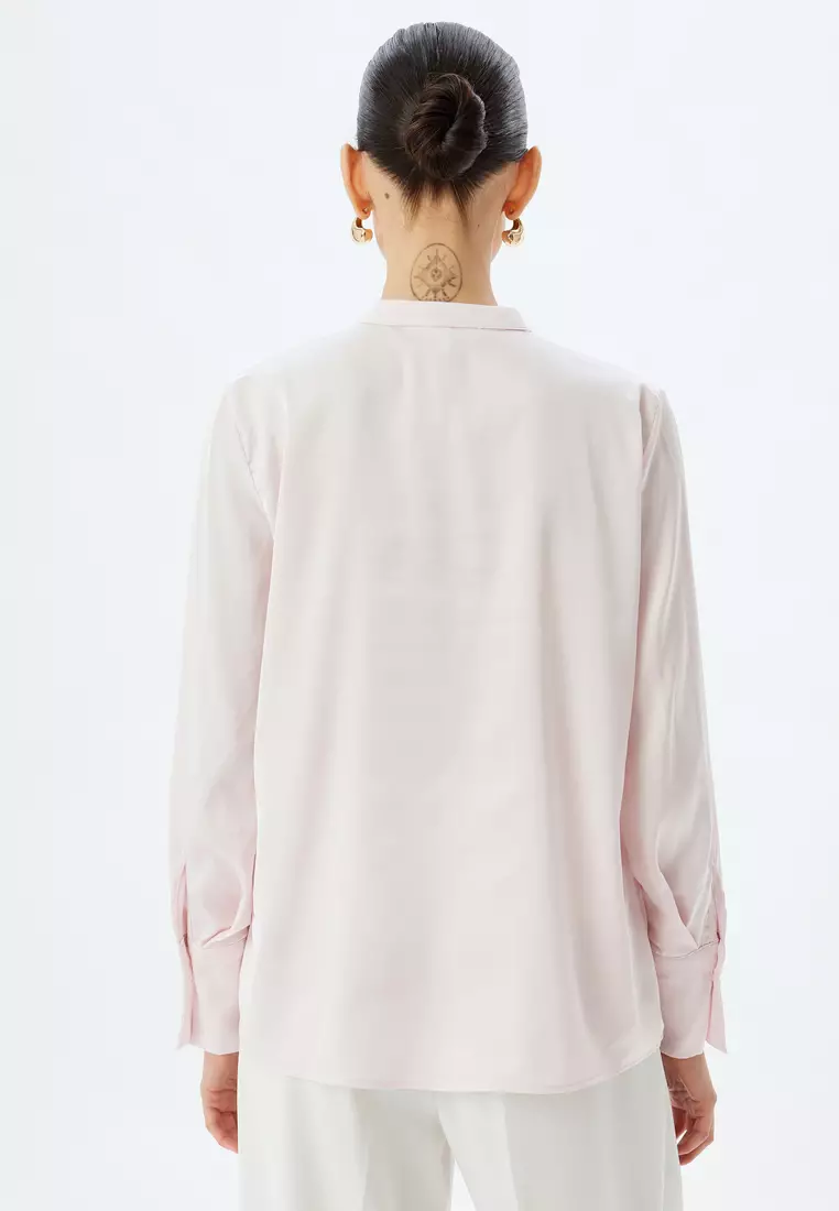 Buy KOTON Satin Blouse Judge Collar Cuffed Long Sleeves 2026 Online ...