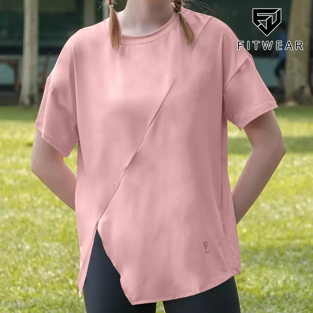 Fitwear Kaos Dryfit Oversize Olahraga Wanita ARIANA S/S SLIT - PEACHY