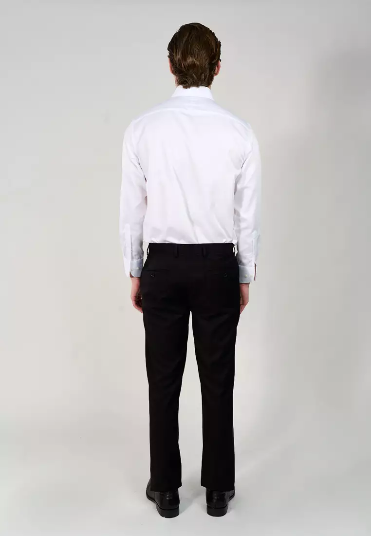 Plain Black Modern Fit Suit Trousers With Subtle Stretch