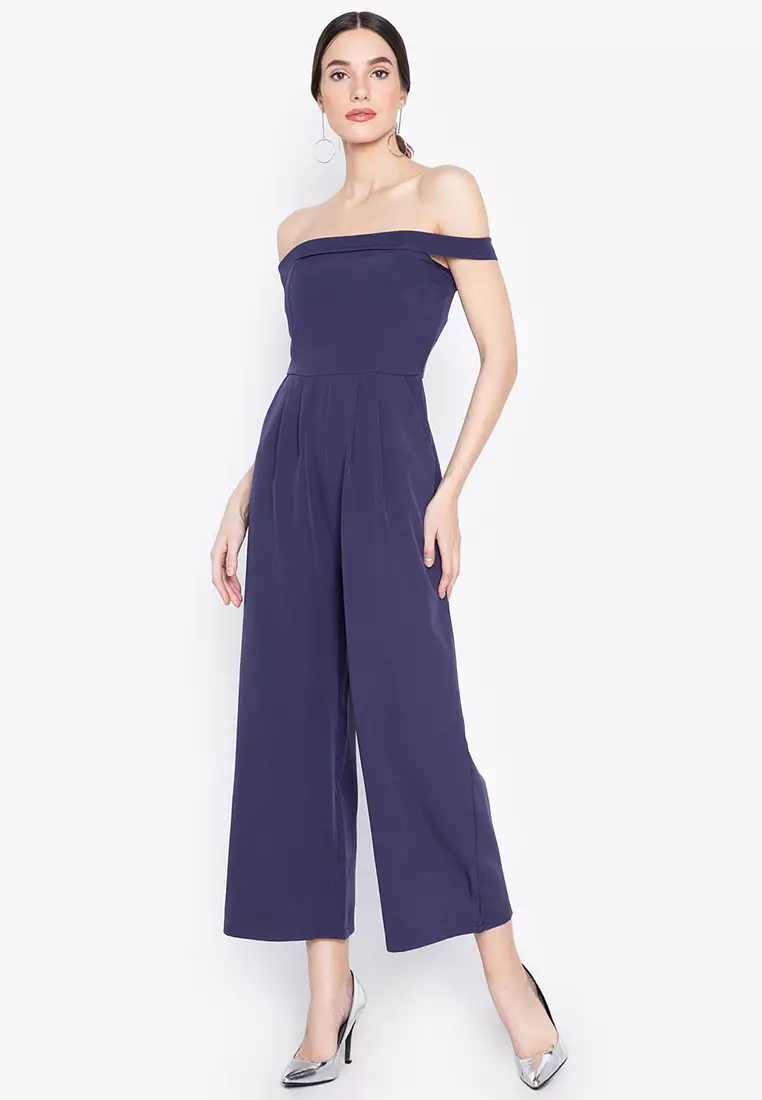 Navy blue off sales shoulder jumpsuit