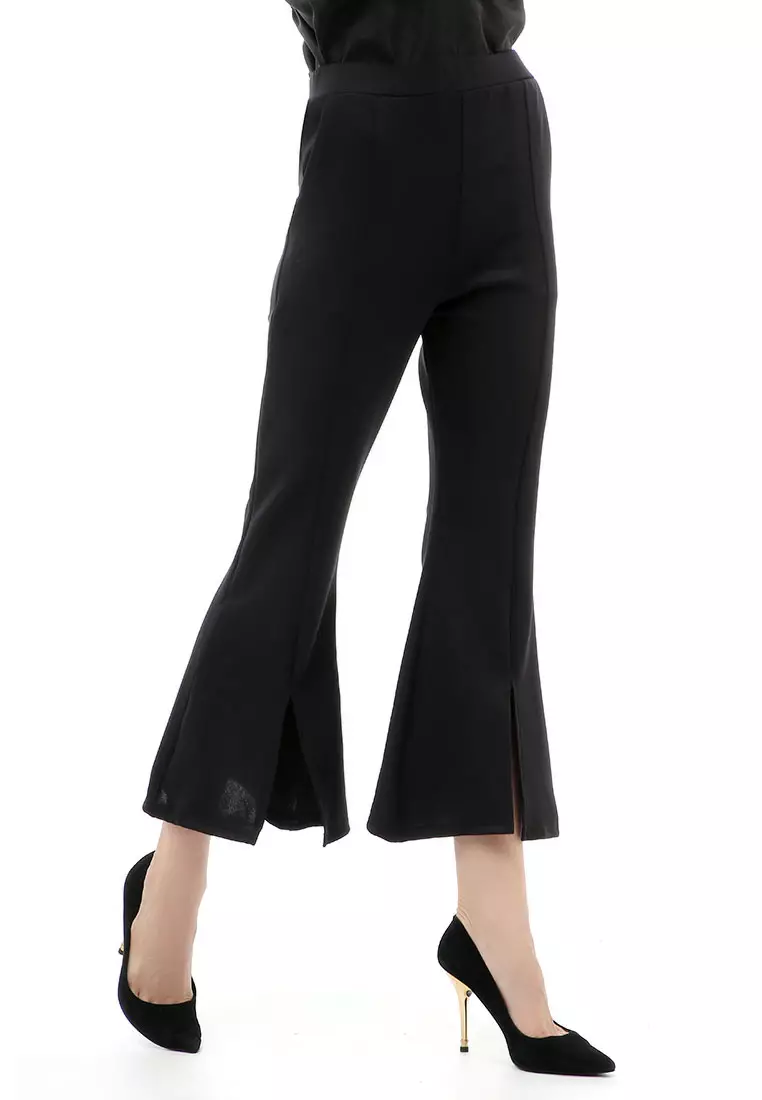 Jourel Long Pants Celana Panjang Casual Wanita Cutbray Split Comportable Material Scuba ORIGINAL - Black