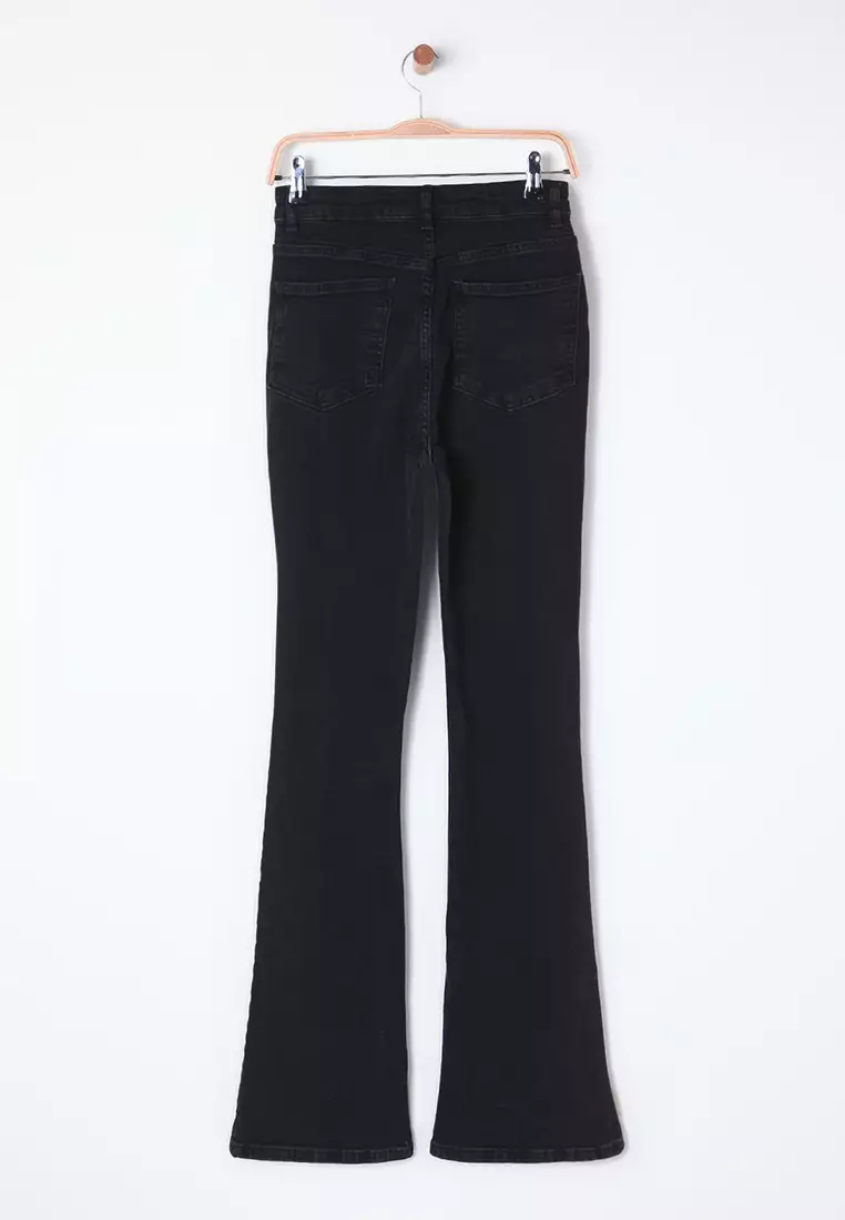 Black High Waist Flare Jeans Twoss25Je00109