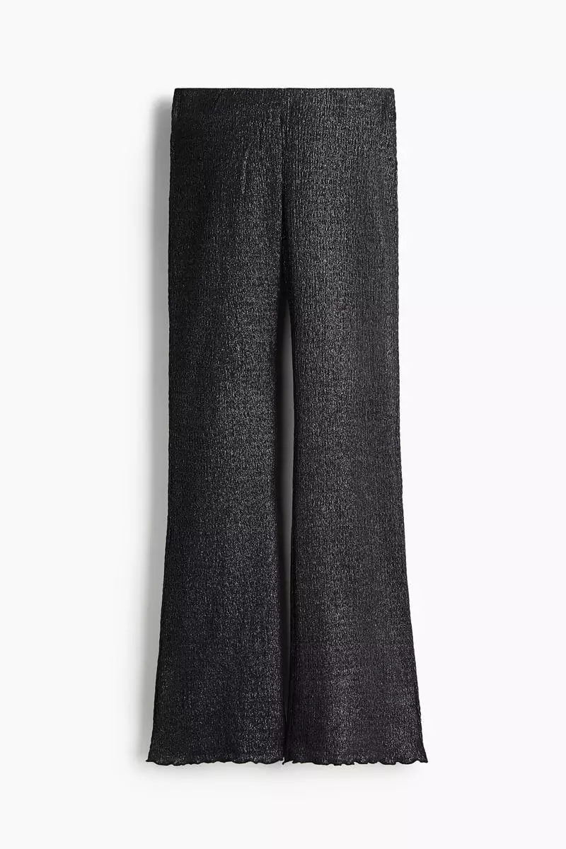 Smocked flared trousers