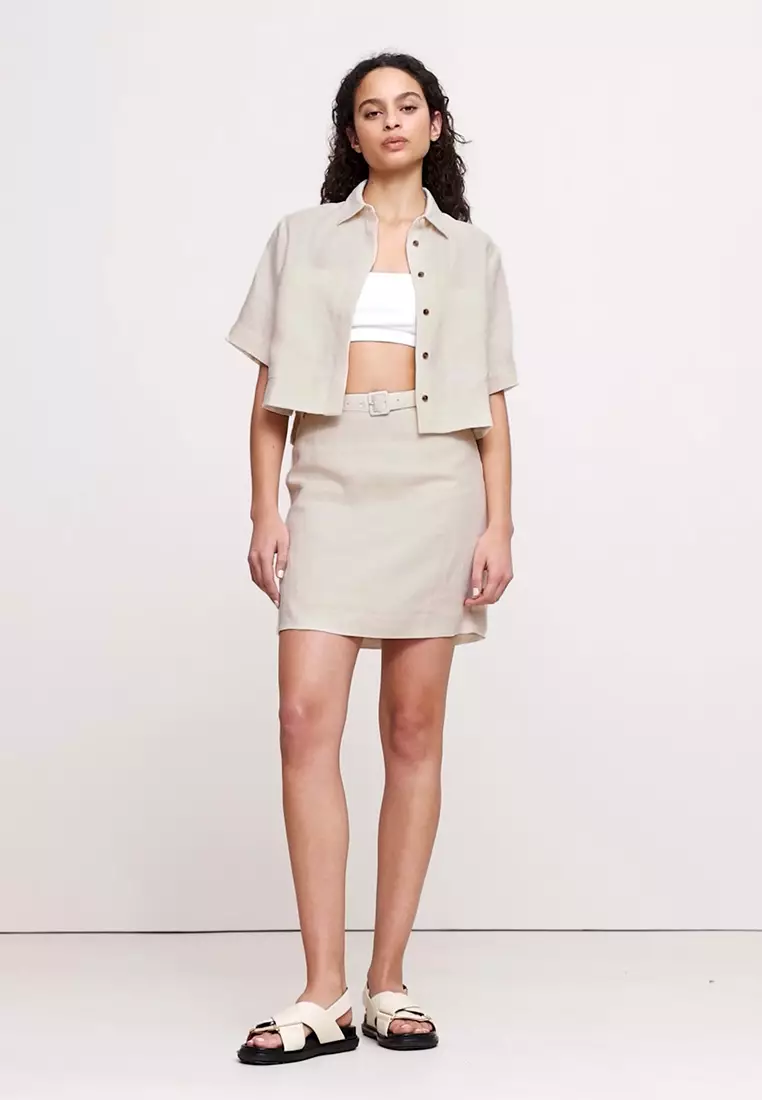 Boxy Linen Cropped Shirt
