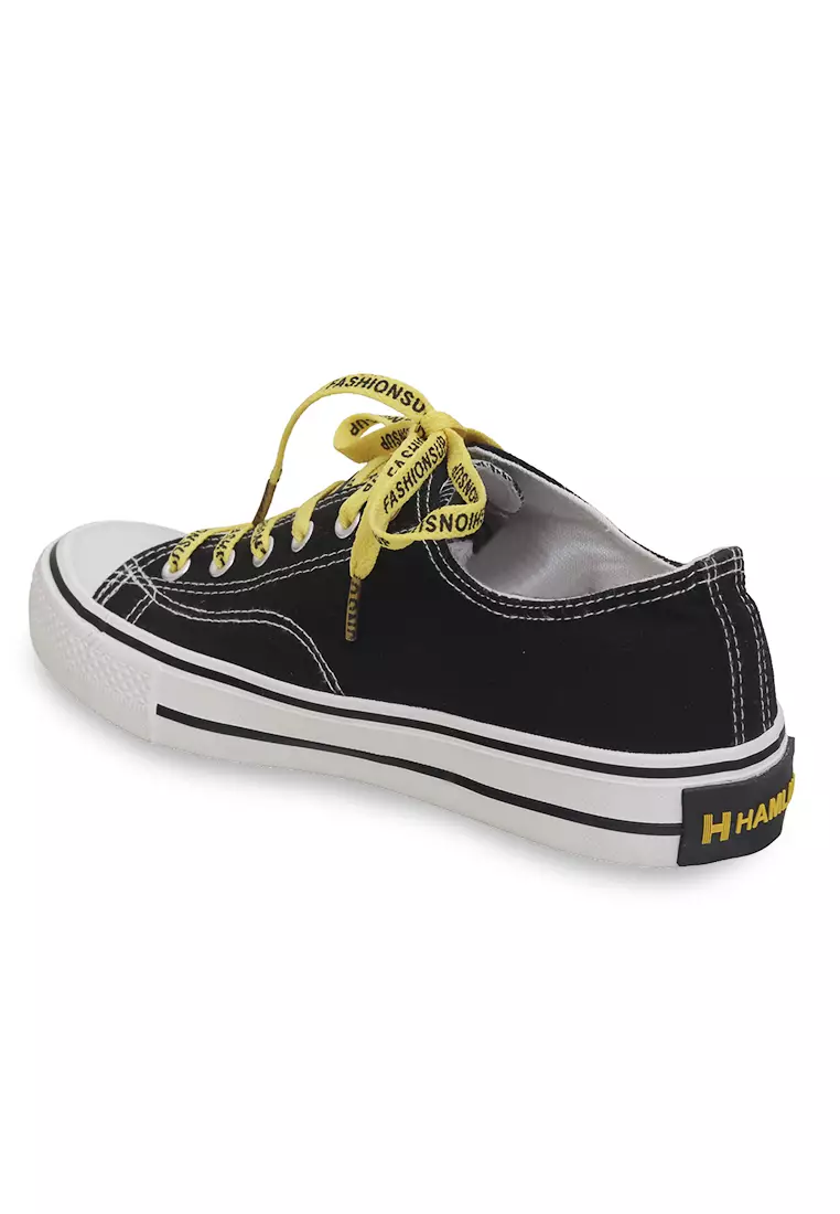 Anando Sepatu Pria Variasi Tali Casual Shoes Desain Stylish Material Canvas ORIGINAL - Black Yellow