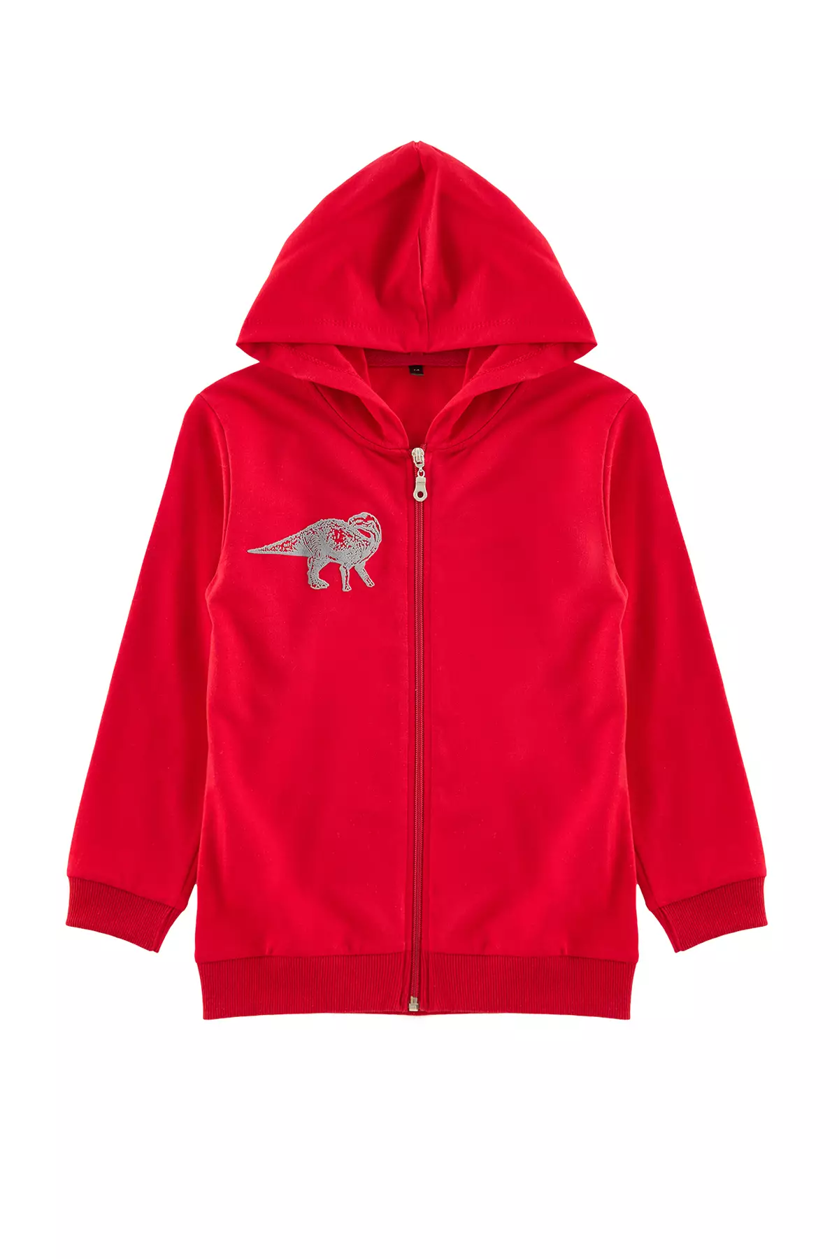 男童紅色針織外套 - 印花、連帽、拉鍊 Tkdaw25Hi00003