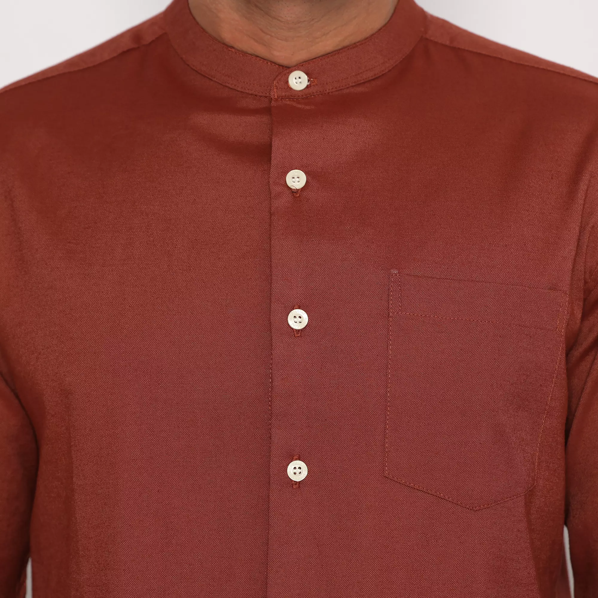 Platini Kemeja Pria Koko Shanghai Lengan Panjang Katun Oxford Merah Bata 22030