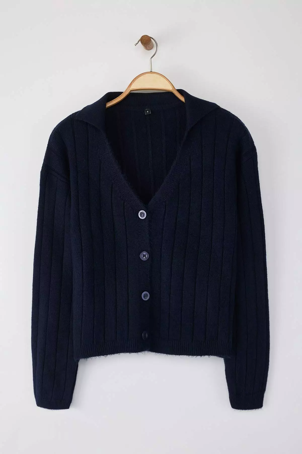 Buy Trendyol Navy Blue Wool Basic Polo Neck Knitwear Cardigan 2025