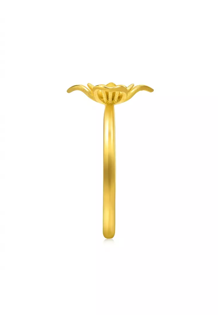 999.9 24K Solid Gold Chinese Wedding Lilac Blossom Adjustable Ring for Women 95304R