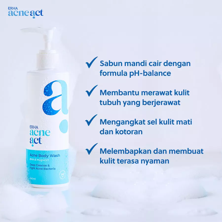 ERHA Acneact Body Wash BHA & Mugworth 240 ml - Sabun Badan Jerawat Punggung | BHA | Sulfur