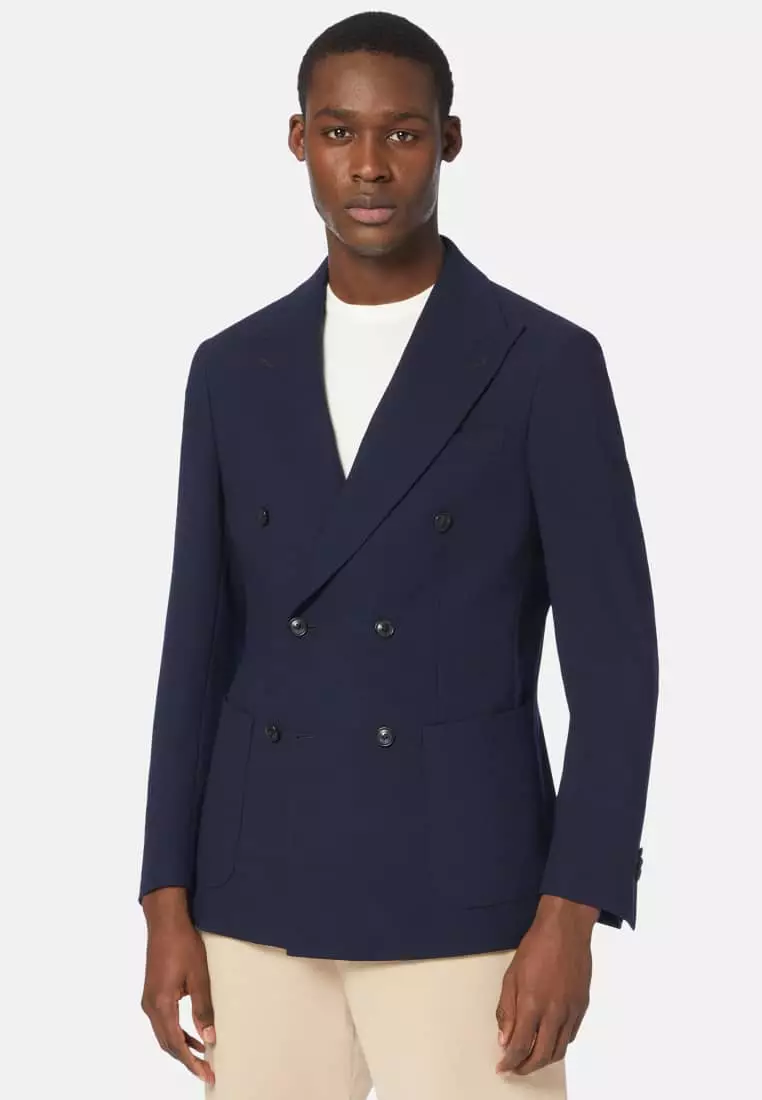 BOGGI MILANO Pure Wool Cr pe Double Breasted Jacket