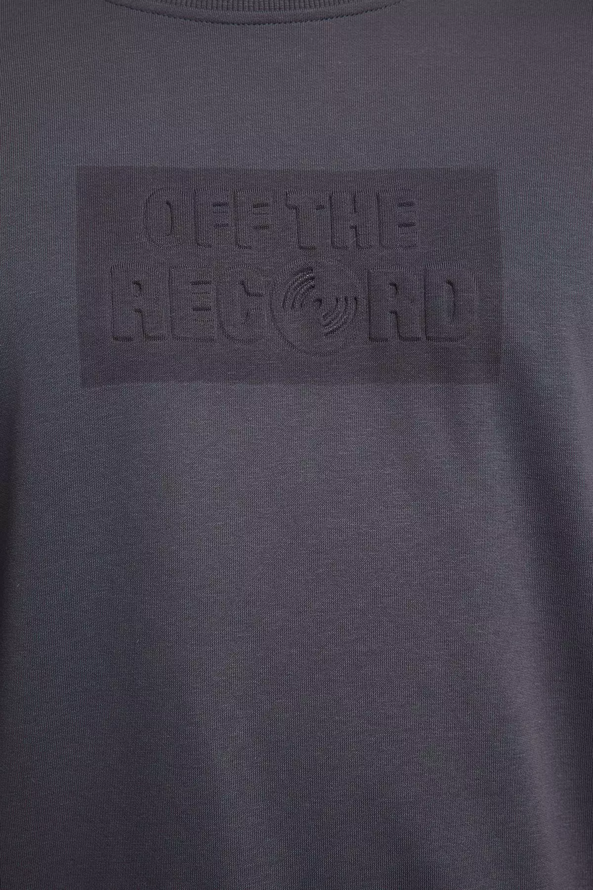 Anthracite Oversize/Wide Cut Embossed Text Printed Non-raised Sweatshirt TMNAW25SW00048