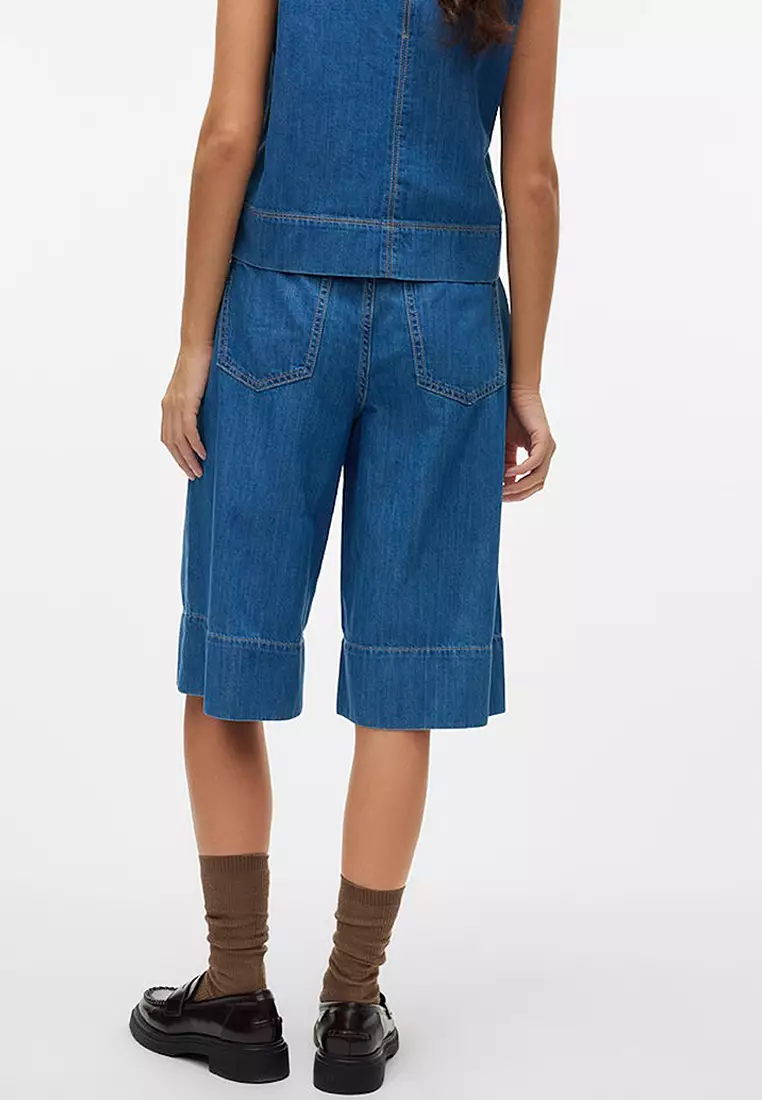 High Rise Wide Denim String Jorts
