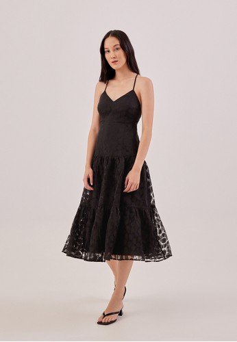 Love, Bonito black Asha Padded Textured Jacquard Dress 4C829AA7CF659FGS_1