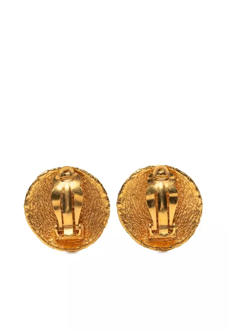 Pre-Loved Chanel Cc Gold Plated Woven Round Clip On Earrings