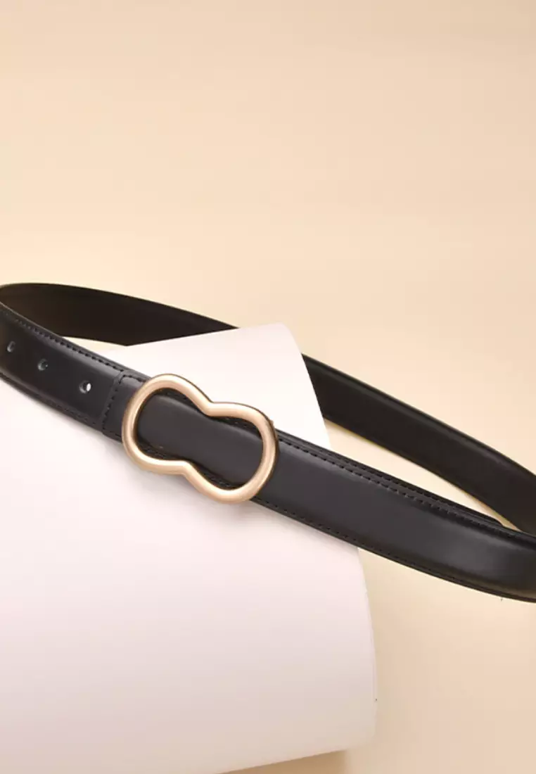 Womens black buckle belt discount