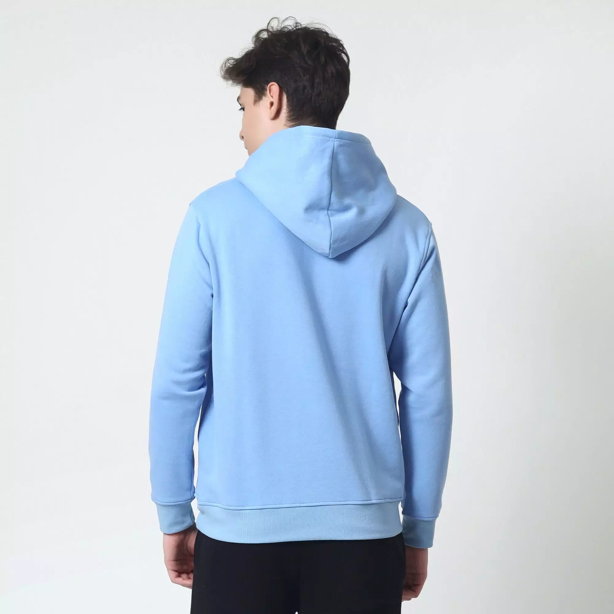 Cotton Well Cozzie Hoodie Sweatshirt with Hidden Pocket Light Blue | Jaket Pullover Fleece dengan Kantong Tersembunyi Biru Muda