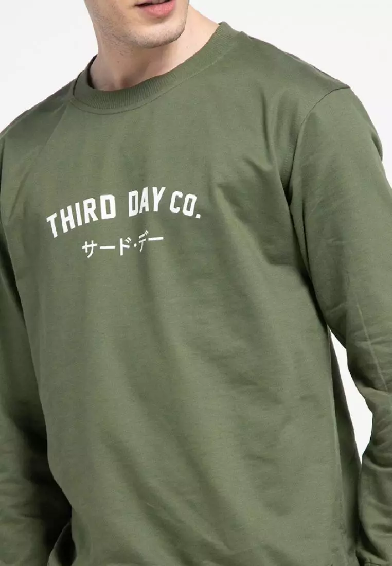 MO198 Thirdday sweater casual pria dateng tdco hijau army