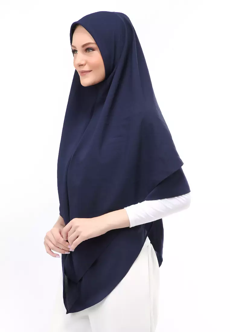 Layla Jilbab Syar'i Jumbo Motif Polos Relaxed Fit - Navy