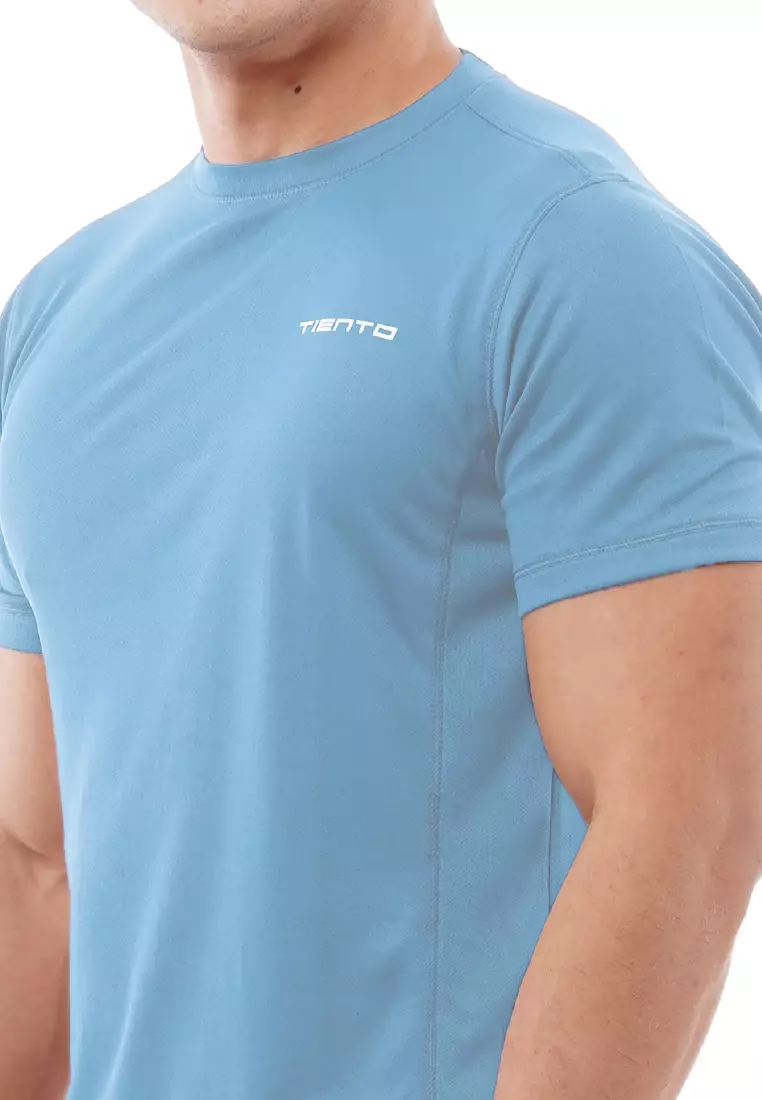 Tiento Kaos Dry Fit Men Airy Blue Baju Olahraga Lari Pria