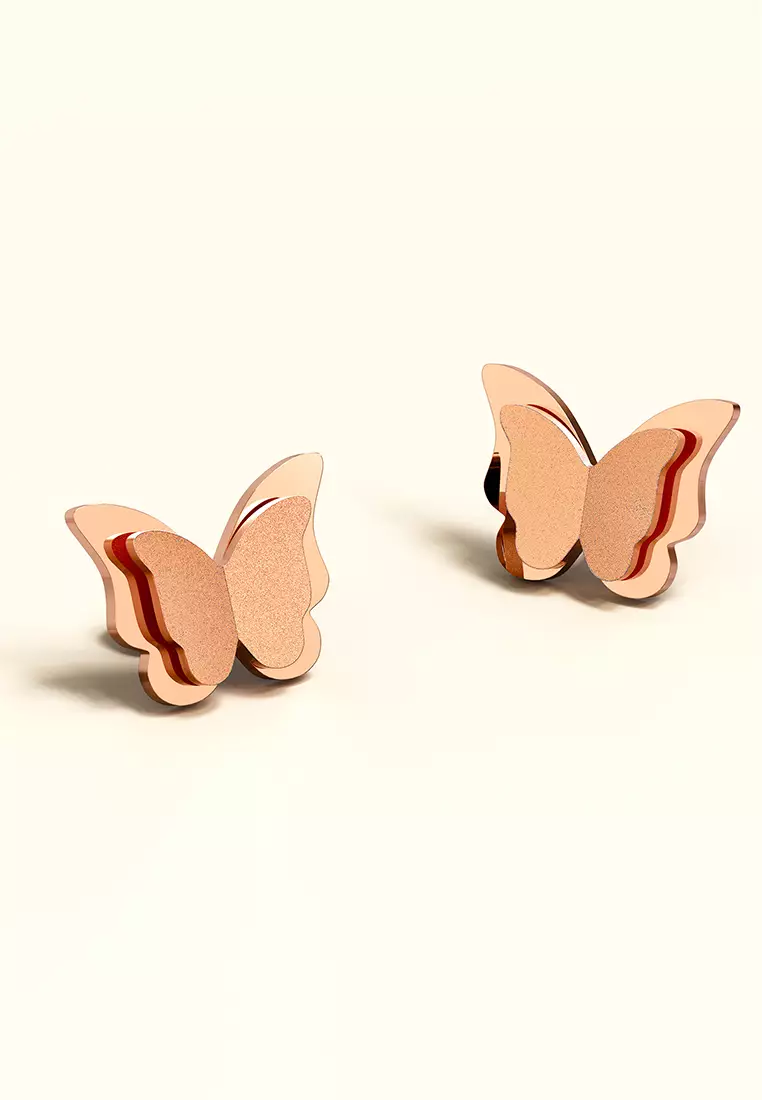 Exquisite Butterfly Earrings-Rose Gold