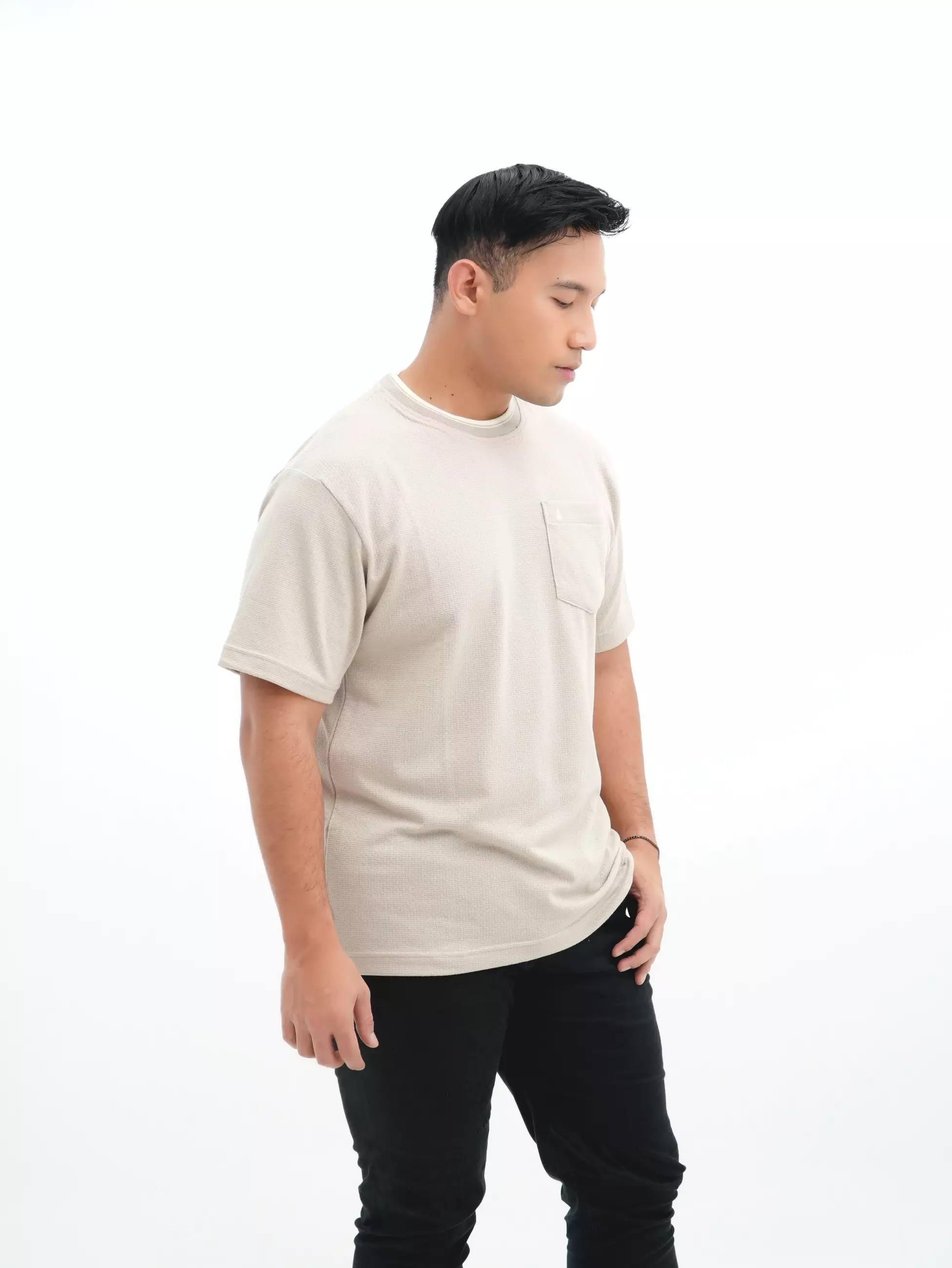 Kaos Oblong T-Shirt Krem Beige 3456