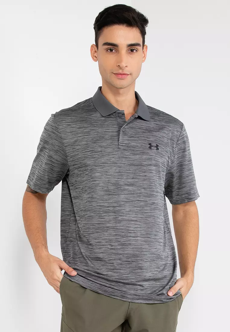 Gray under armour polo best sale