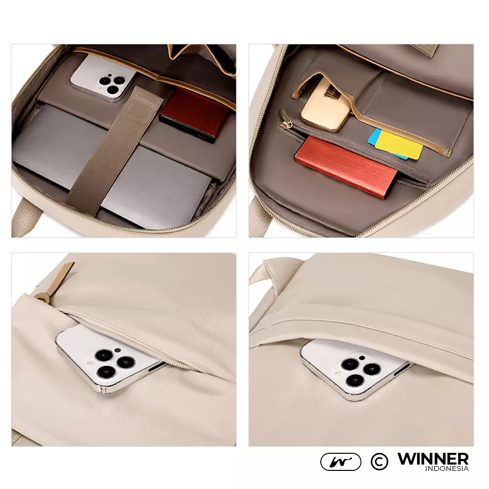 WINNER Tas Ransel Laptop 14 inch Oxford Anti-Air Backpack Korean Style (T14-029-6556) - Warna Hitam 14 inch