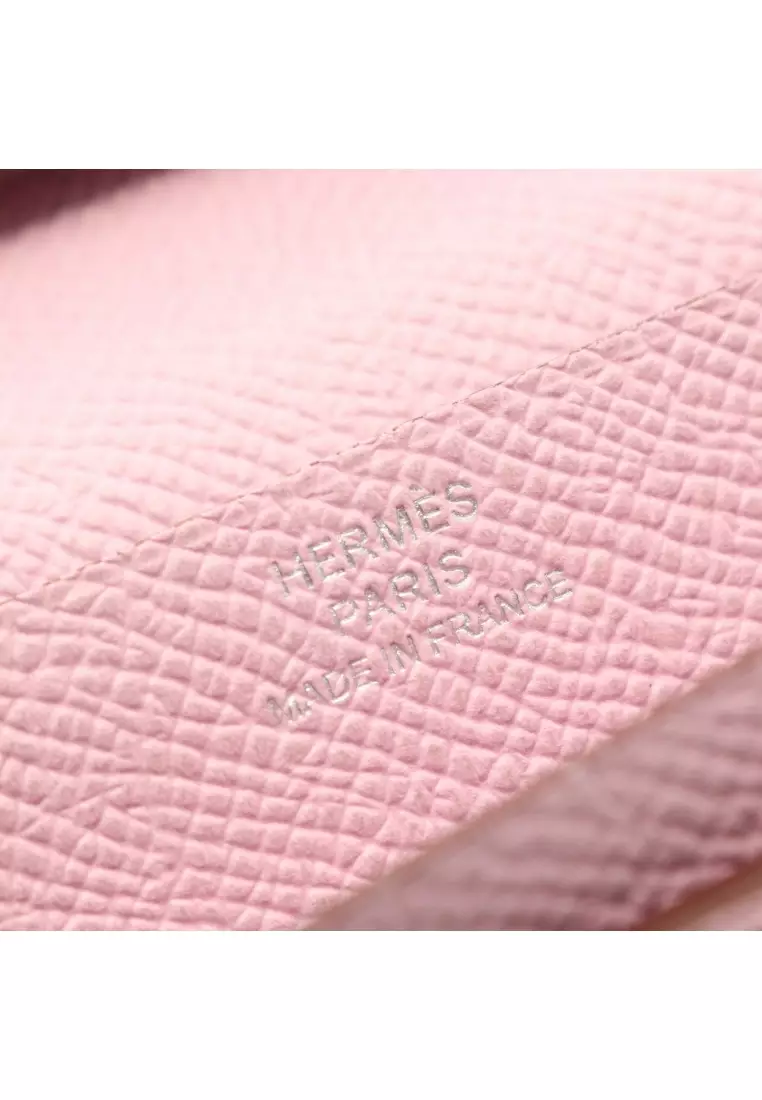 Pre-Loved Hermès bear souffle Verso lime mauve sylvestre Bi-fold Long Wallet Veau epsom yellow silver hardware D stamp