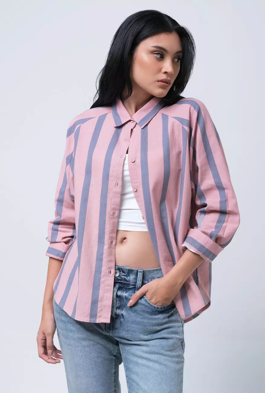 Kemeja Wanita Chiaran Pink Grey