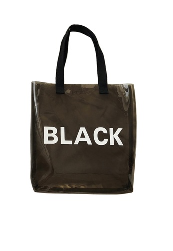 A FRENZ black AFRENZ Transparent PVC Tote Bag 326A6AC7BB355DGS_1