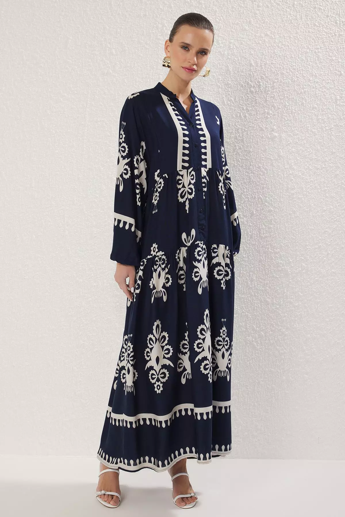 Navy Blue Viscose Woven Dress TCTSS24EB00221