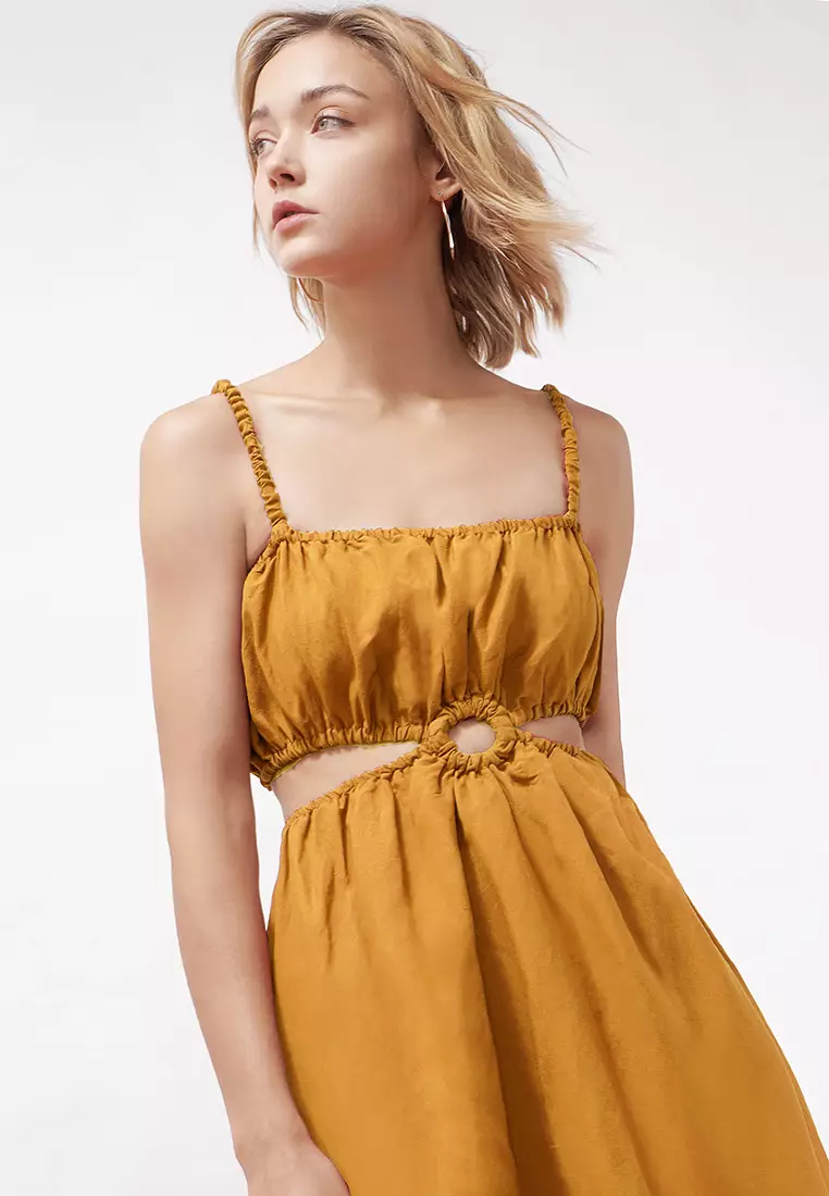 Strap Tube Bodice Cutout Midi Dress