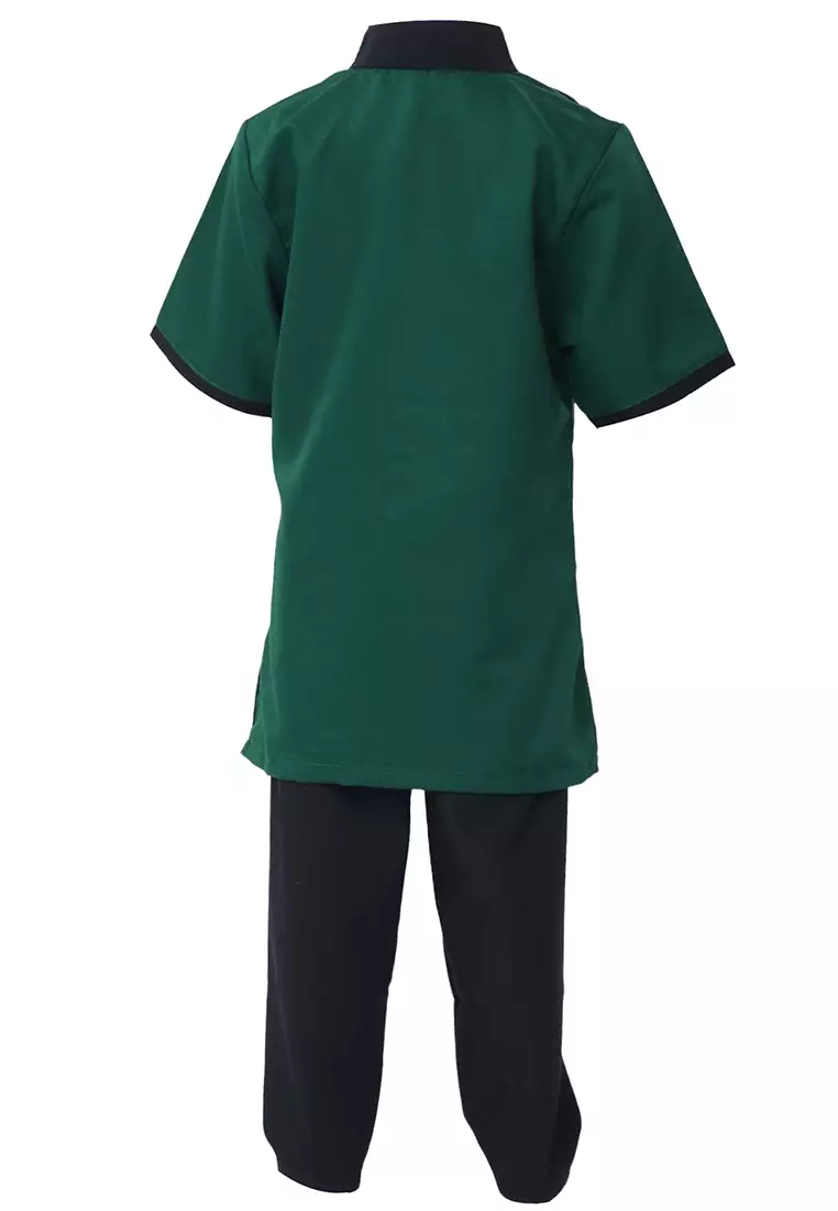 Jourell Setelan Koko Anak Laki-laki Motif Polos Childrens Shirt Lengan Pendek Material Cotton ORIGINAL - Dark Green