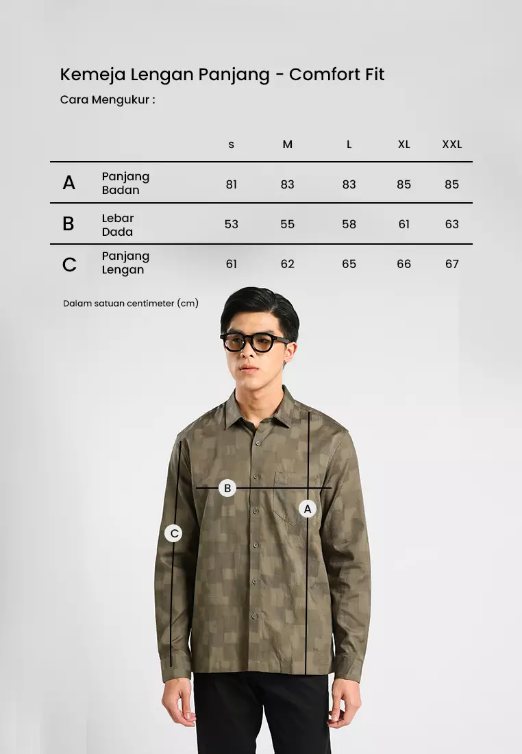 MANZONE - Kemeja Lengan Panjang Pria Paul 04 Comfort Fit - Olive Warna Olive