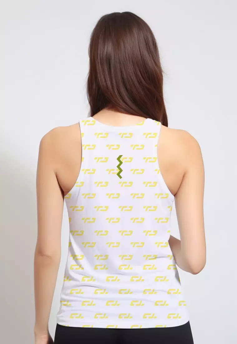LSB71 baju olahraga drifit kutung Td lemon shorbet ice cream tank top putih yellow green pastel