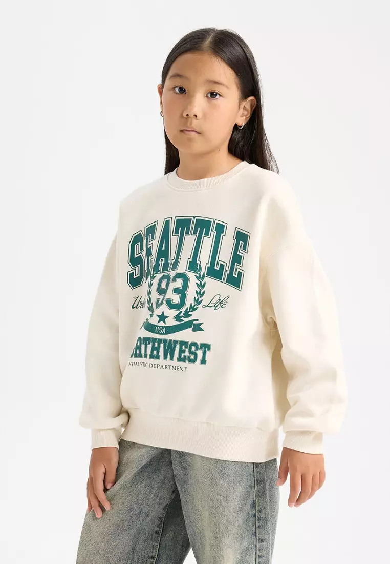 Relax Fit Crew Neck Printed Sweatshirt