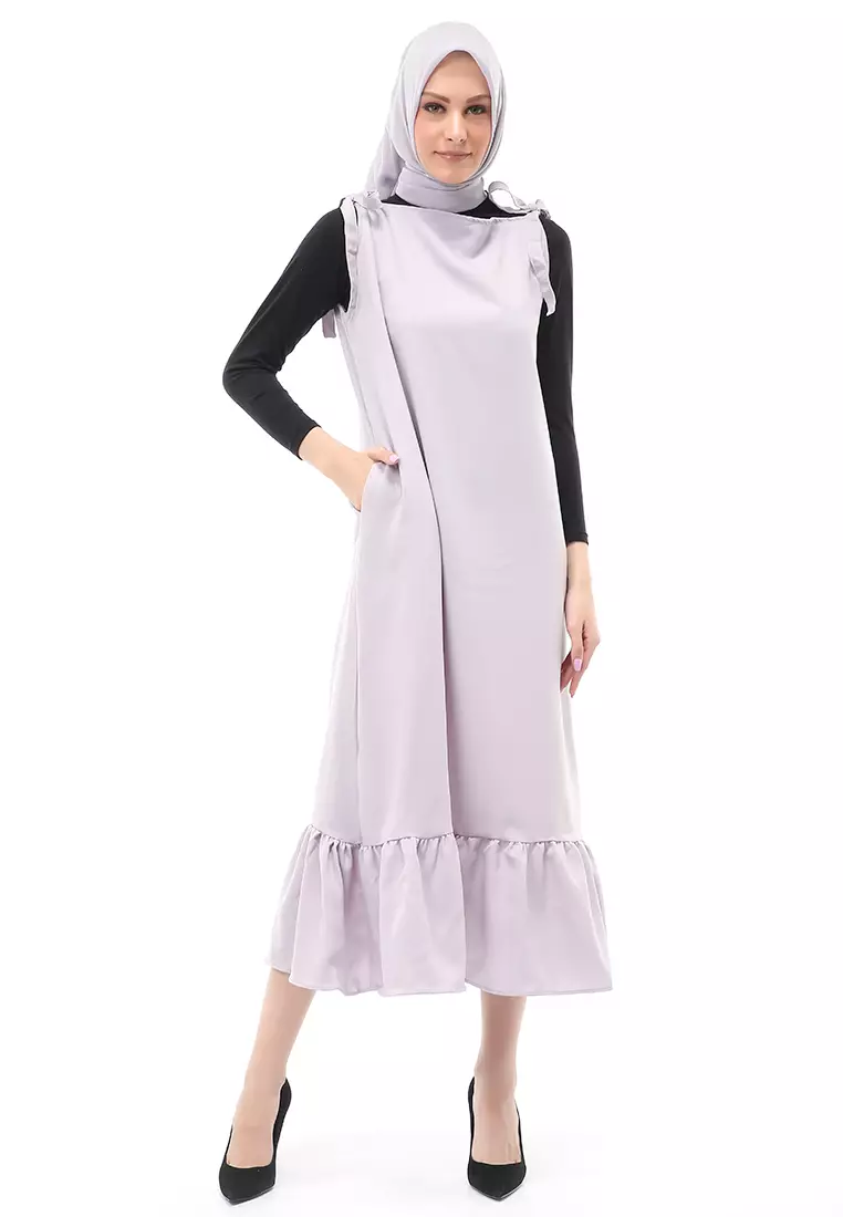 Bilqis Overall Panjang Wanita Rampel Kodok Long Sleeve Regular Fit - Abu