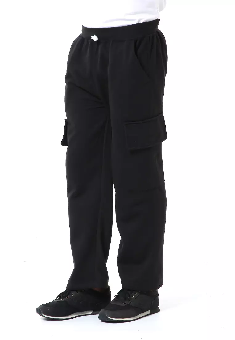 Nemanja Celana Cargo Panjang Pria Training Olahraga Sweatpants Polos Material Fleece ORIGINAL - Black