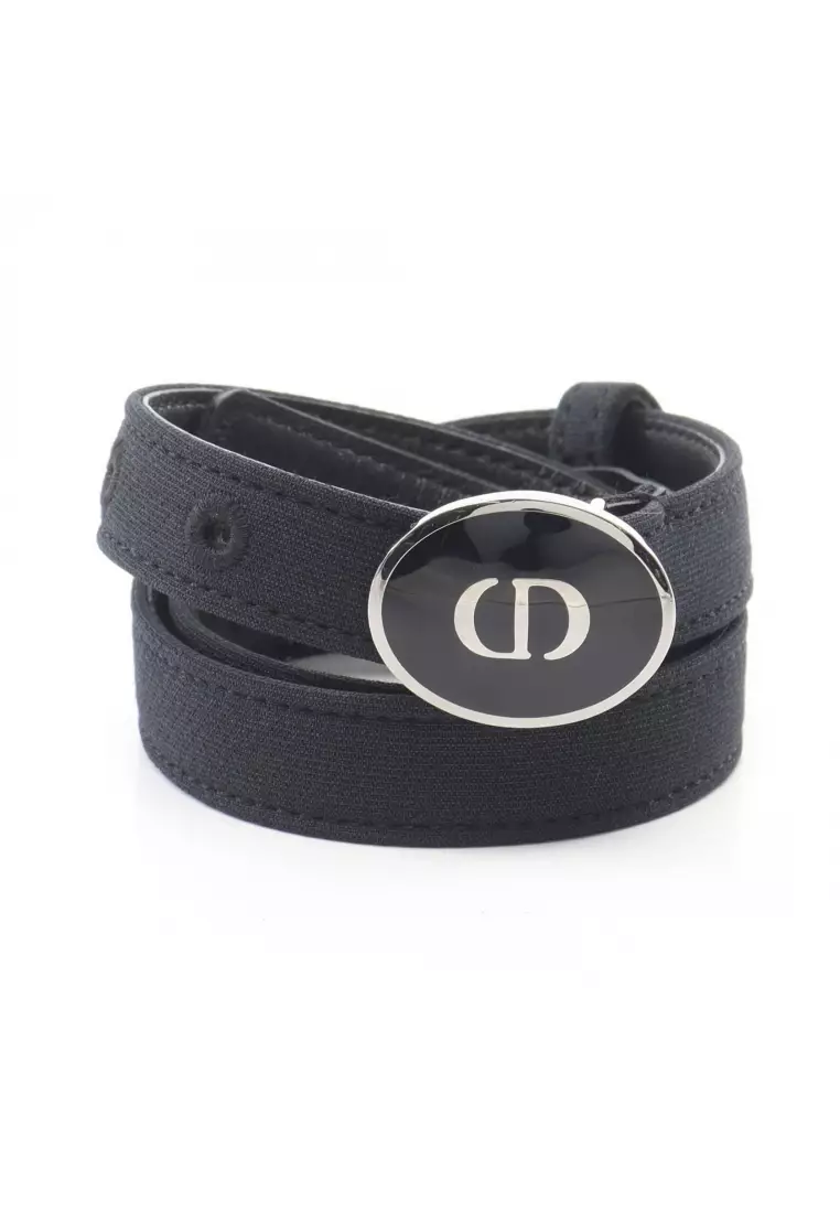 Christian Dior Pre-Loved Christian Dior CD logo belt leather black