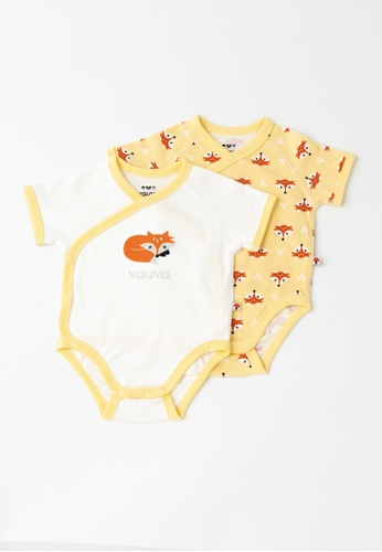 Vauva yellow Vauva -  Organic Cotton Baby 2-Packs Fox-Print Bodysuits AFCB0KAF873370GS_1