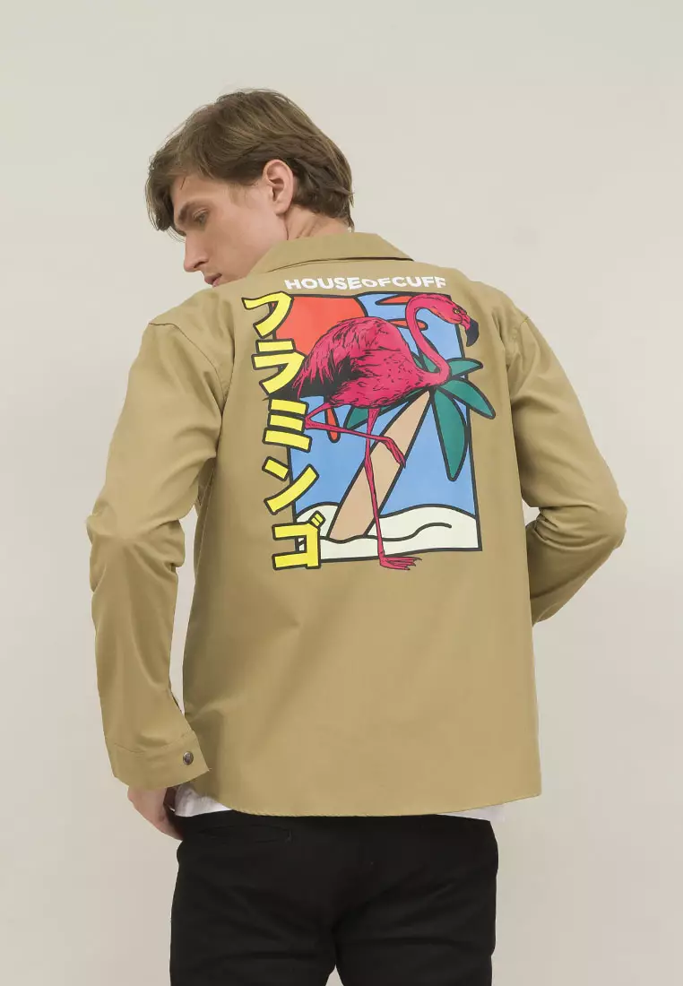 Jaket pria parka unisex jacket trucker cream flamingo houseofcuff