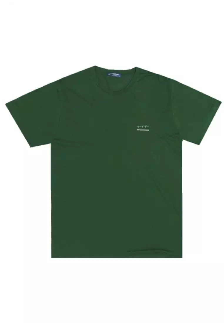MTI03 Kaos Pria Simple Jepang Distro Small Dakir Katakana Underline Hijau