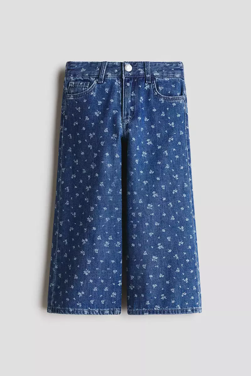 Motif-detail wide leg jeans