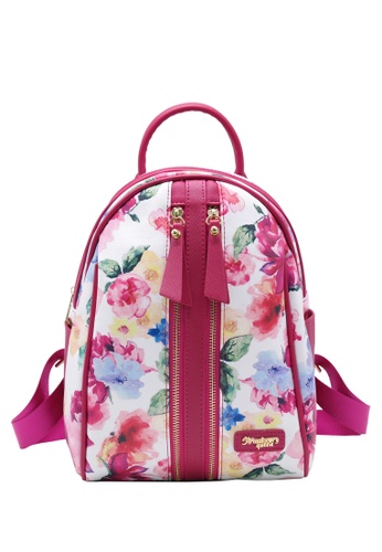 strawberry queen dual front zipper floral backpack candy floral a blue