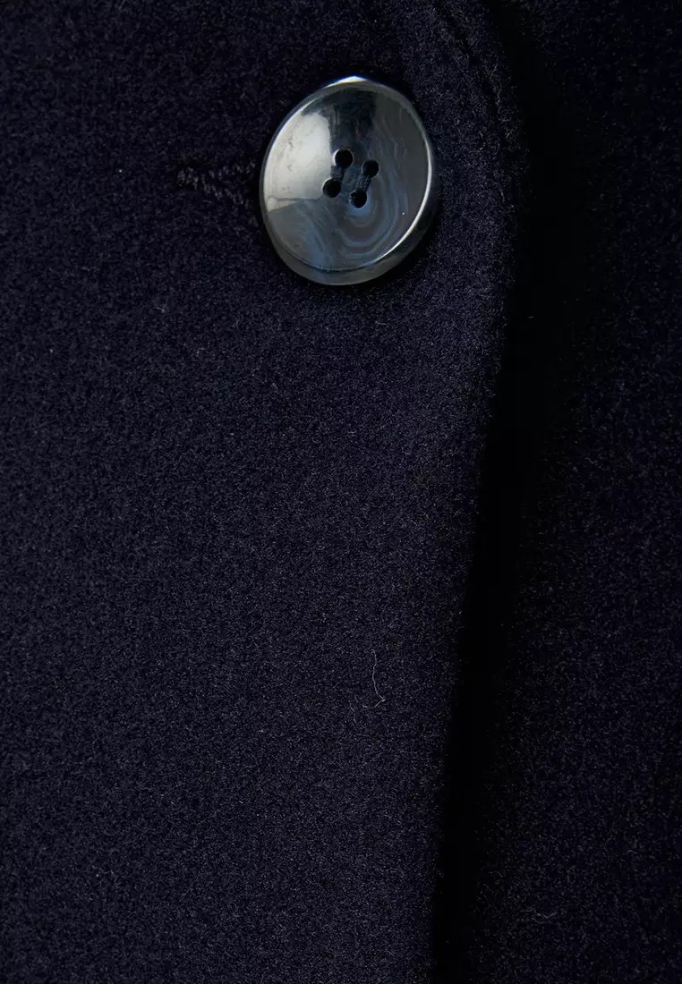 Long Cashmere Coat Double Breasted Buttoned Pocket