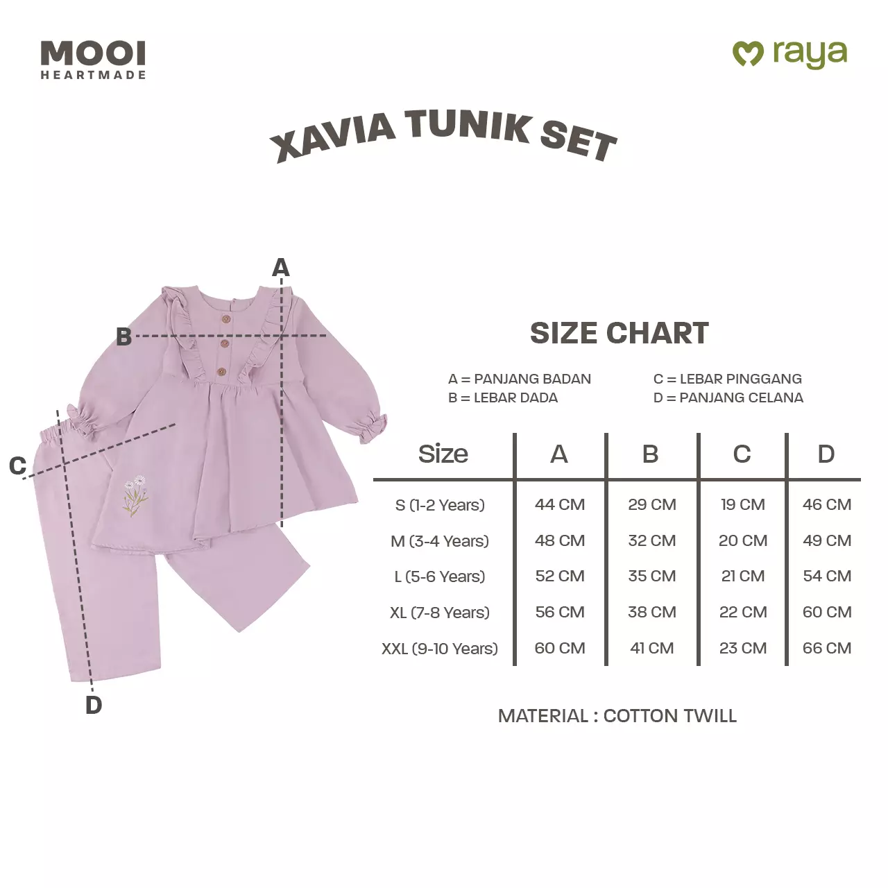 Mooi Setelan Anak Perempuan Xavia Tunik Set - Clary Sage