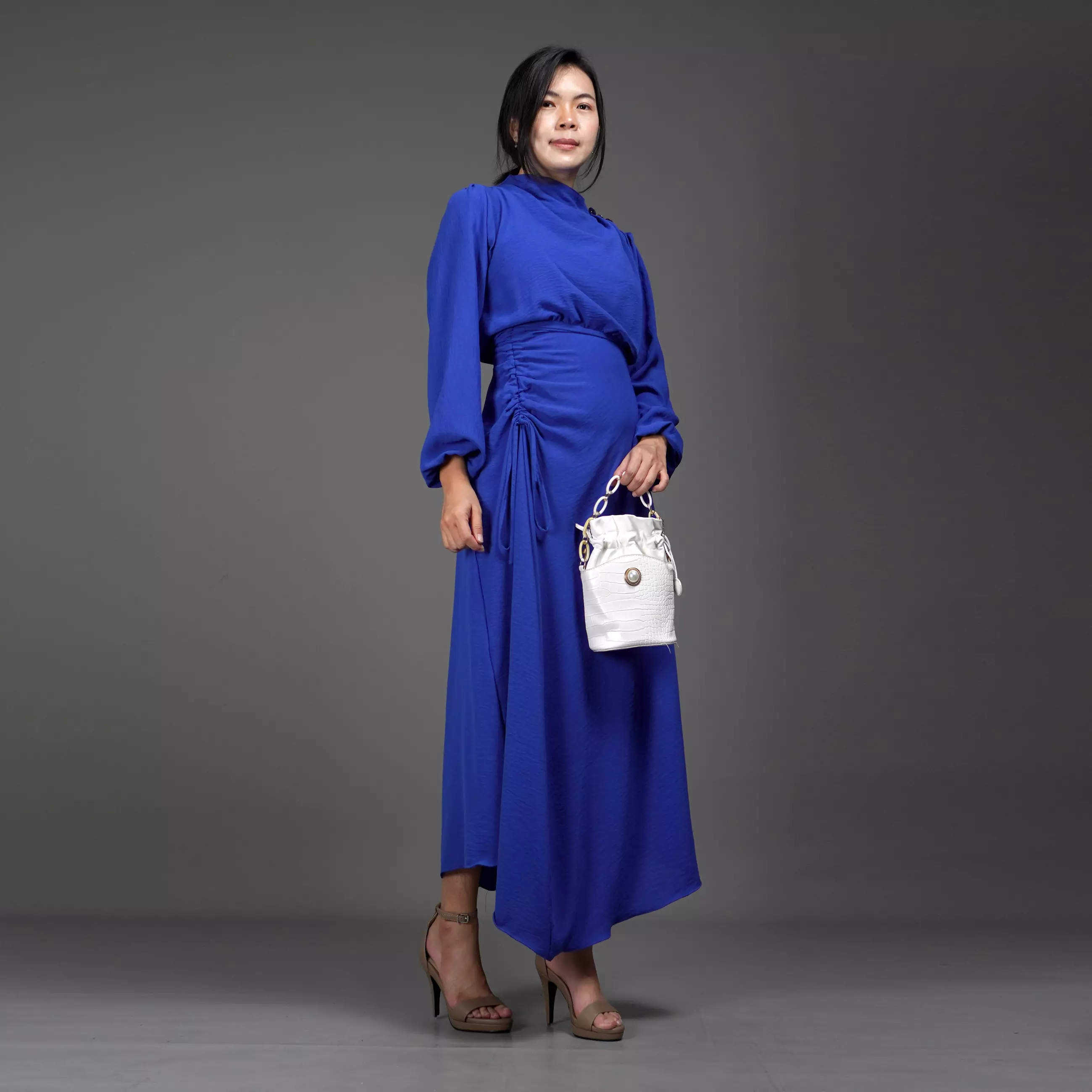  HALTERIA Dress Pesta Longdress Gamis Wanita Polos - BIREL