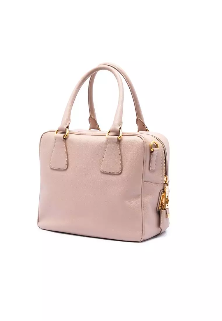 Pre-Loved Prada Small Saffiano Square Bauletto Satchel