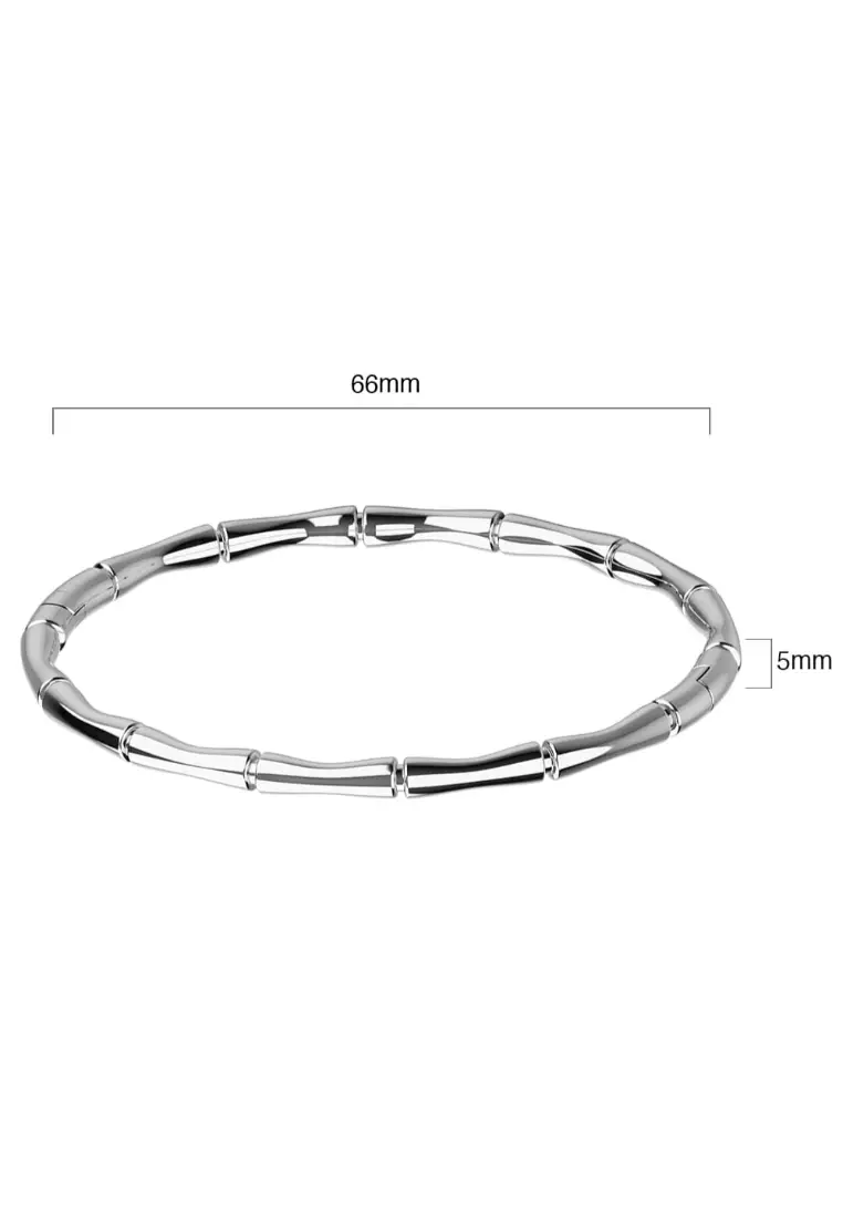 Trunket Bamboo Design Stainless Steel Bangle with a High Polish Finish